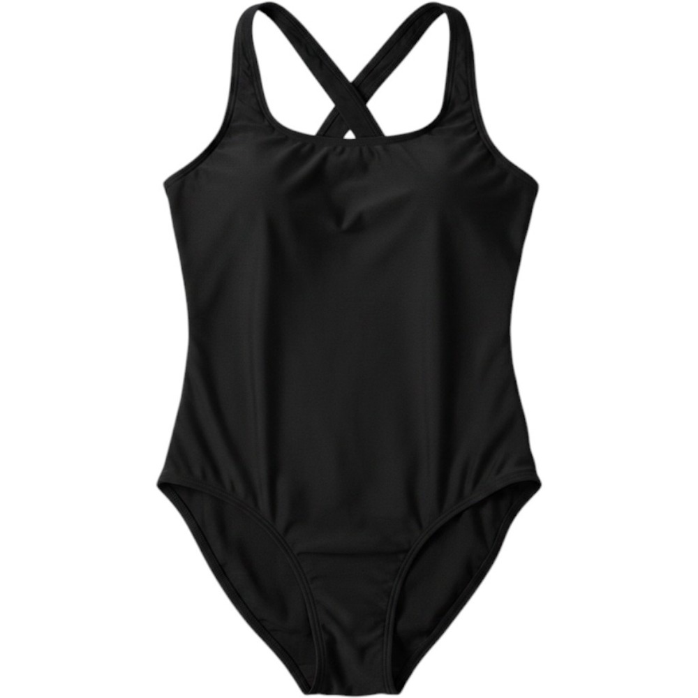 Quince Recycled Cross Back One Piece Swimsuit Athletic Black Minimalist XL